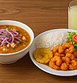 1/2 encebollado 1/2 arroz con camarón apanado